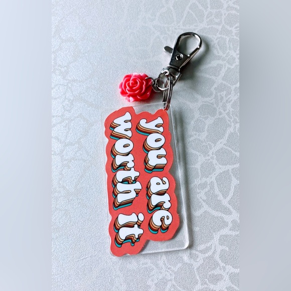Colorful 'You Are Worth It' Keychain - Picture 1 of 1